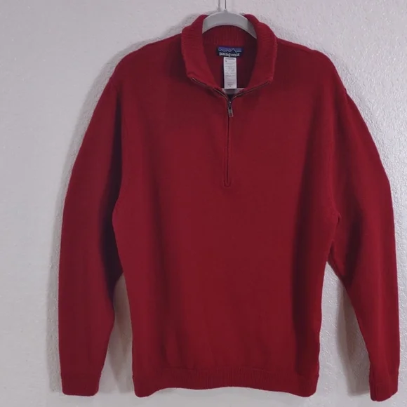 Patagonia 80%Lambswool,20%Nylon, Size XL,Red Half-Zip Sweater - Picture 8 of 17